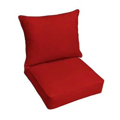 Sunbrella Jockey Outdoor Corded Deep Seat Pillow and Cushion Set Red