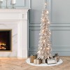 Puleo 4' Pre-lit Flocked Pencil Alpine Fir Artificial Christmas Tree with Clear Lights - 2 of 4