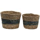 Set of 2 Blue Cattail Decorative Storage Baskets - Foreside Home & Garden