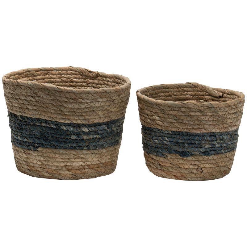Set of 2 Blue Cattail Decorative Storage Baskets - Foreside Home & Garden, 1 of 7
