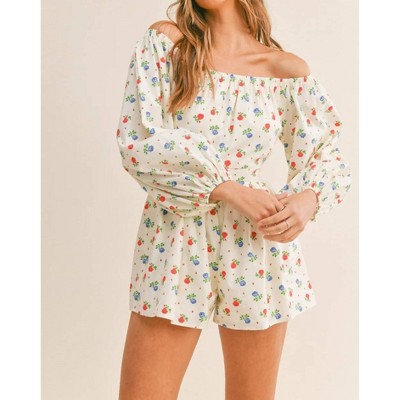Women's Floral Off Shoulder Romper - MABLE