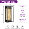 ALOADECOR H15" Modern Outdoor Integrated LED Wall Light with Dusk to Dawn Sensor Matte Black Textured Glass Wall Lantern for Entryway (¨2 Pack) - 3 of 4