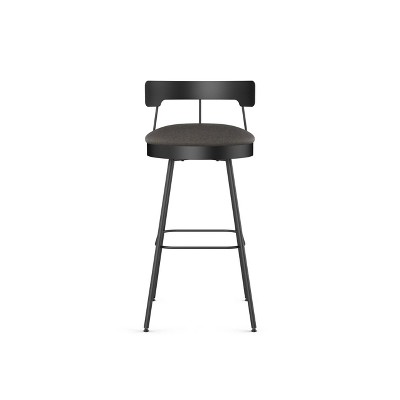 Monza 26" Swivel Counter Stool in Dark Grey Polyurethane & Black Metal