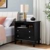 TiramisuBest Farmhouse End Table,Open Space and 2 Drawers Dresser Nightstand with Charging Station - 3 of 4