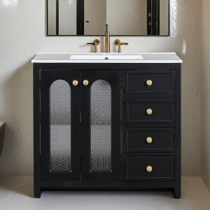 36-inch bathroom vanity with two soft close doors, adjustable shelves and three drawers - Leovsnove - 1 of 4