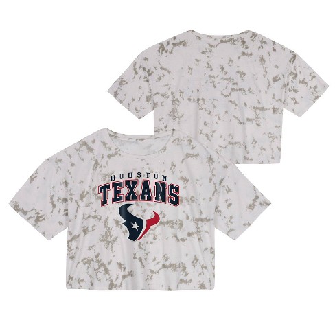 NFL Houston Texans Junior Short Sleeve Tie-Dye Fashion Crop T-Shirt - S