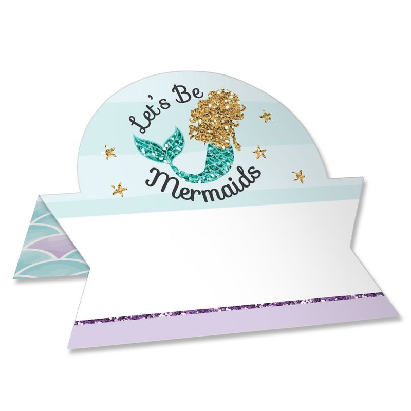 Big Dot of Happiness Let’s Be Mermaids - Baby Shower or Birthday Party Tent Buffet Card - Table Setting Name Place Cards - Set of 24, 1 of 9