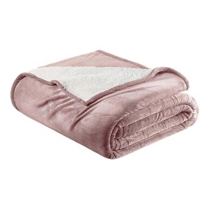 Velvet Plush Blanket with Faux Shearling Reverse - Great Bay Home - 1 of 4