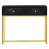 MAYEERTY Modern Narrow Console Table with Storage 2 Drawers Stripe Design for Living Room Hallway Black - 4 of 4