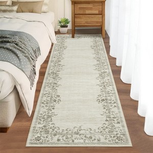 Washable Non-Slip Rugs for Living Room Border Floral Large Area Rugs - 1 of 4