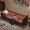 75" PU Leather Futon Sofa Bed,Convertible Loveseat, Adjustable Backrest, Side Pockets, Space-Saving Sleeper Sofa for Small Spaces, Brown - 4 of 4