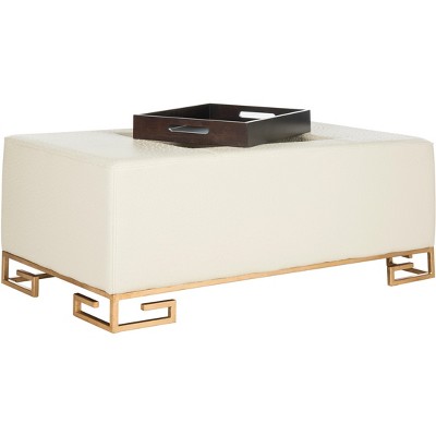 Transitional White & Gold Faux Ostrich Tray Coffee Table