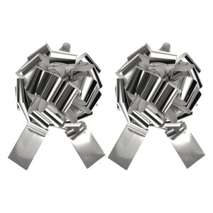 Unique Bargains Bright Durable Metallic Gift Wrapping Large Pull Bow for Wedding 2 Pcs Silver 16 inch - 1 of 4