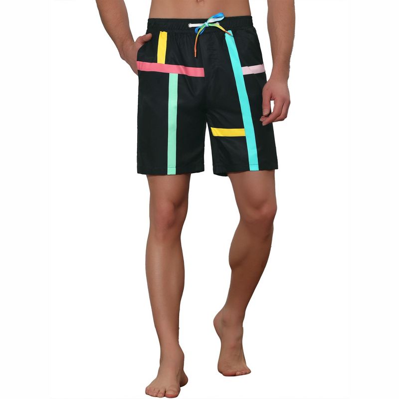 Lars Amadeus Men's Summer Colorful Drawstring Elastic Waist Beach Board Shorts, 5 of 6