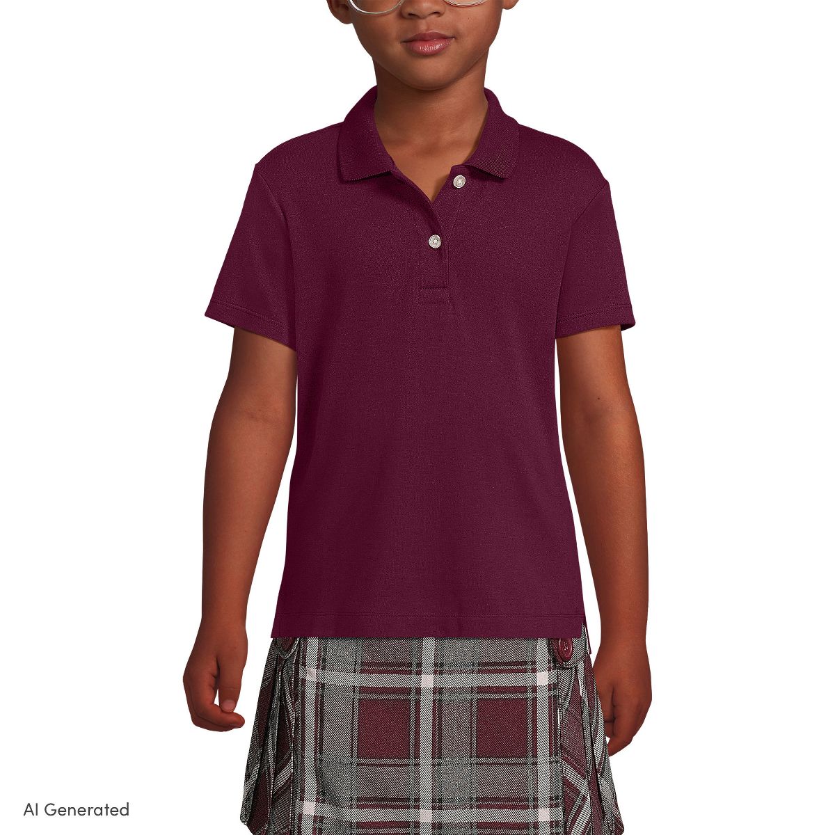 Lands' End School Uniform Kids Short Sleeve Feminine Fit Interlock Polo Shirt - thumbnail 10