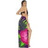 LA LEELA Women's Wrap Long Vacation Beachwear Swimsuit Pareo Sarong Swimwear Cover up Wraps One Size Purple, Floral - 4 of 4