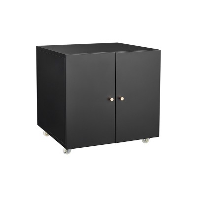GlasFlength File Cabinets Printer Stand File Cabinet Rolling Cabinet Mobile File Cabinet for Home Office, Black, 23.62"*23.62"*23.62"