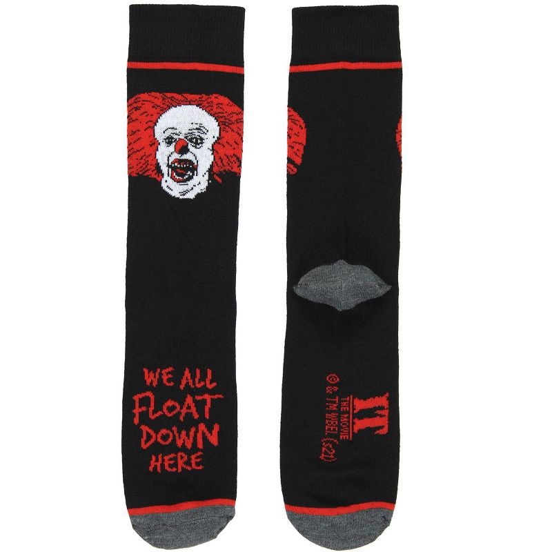 Stephen King's IT The Movie Pennywise The Clown 2 Pack Men's Athletic Crew Socks Black, 4 of 7