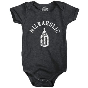 Milkaholic Baby Bodysuit Funny Milk Drinking Addict Joke Jumper For Infants - Crazy Dog Baby Bodysuit - 1 of 4