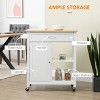 GlasFlength Kitchen Carts and Islands Rolling Kitchen Table Storage Island Mobile Buffet Server Table for Dining Room, White, 32.75"*17.75"*34.75" - 4 of 4