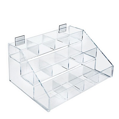 Azar Displays NEW Three-Tier Shelf, 12 Compartment Counter Step Display, 16" wide