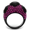 Slickblue Women's Black Statement Ring, Pear-Cut Amethyst Stones, Pink Accents, Stainless Steel, Sizes 5,7–10 - 3 of 4