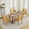 ORRD Rattan Dining Chair with Armrests, Solid Wood Frame & Linen Seat, Natural+Olive Green - 4 of 4