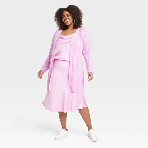 Women's Spring Open Layering Duster Sweater - Ava u0026 Viv™ Pink 1x : Target