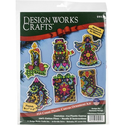 Design Works Plastic Canvas Ornament Kit 3.5"X4" 6/Pkg-Christmas Fantasy (14 Count)