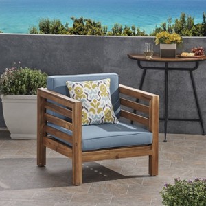 CAVINAS Outdoor Acacia Wood Patio Club Chairs with Thick Foam Cushion,Wooden Patio Furniture for Garden,Backyard,Balcony,Pecan - 1 of 4