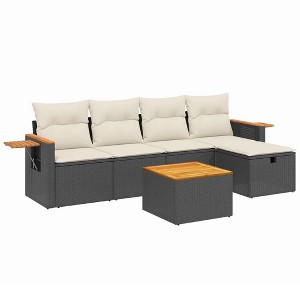vidaXL Garden Sofa Set Black, Cream White - 1 of 4