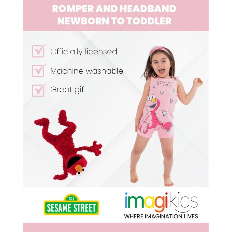 Sesame Street Elmo Romper and Headband Bow Set Pink, 3 of 9