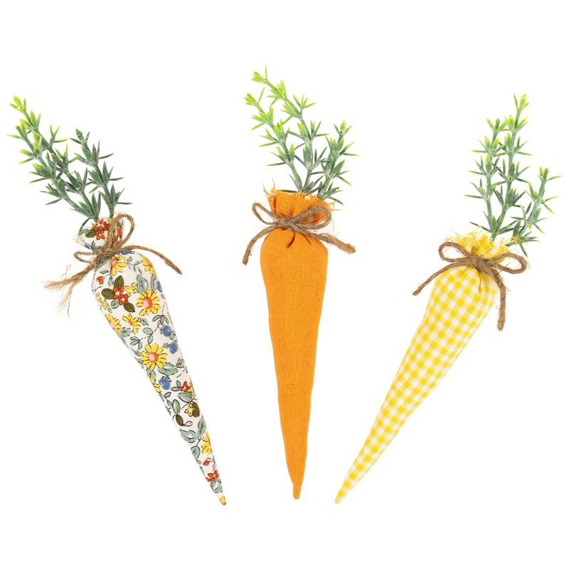 Northlight Fabric Carrot Easter Decorations - 9" - Orange and Yellow - Set of 3, 5 of 8