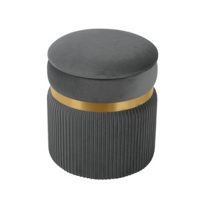 Sapphtopaz 1PC Modern Velvet Ottoman with Storage Round Upholstered Foot Stool with Tufted,Small Storage Ottoman for Living Room,Bedroom - 1 of 4