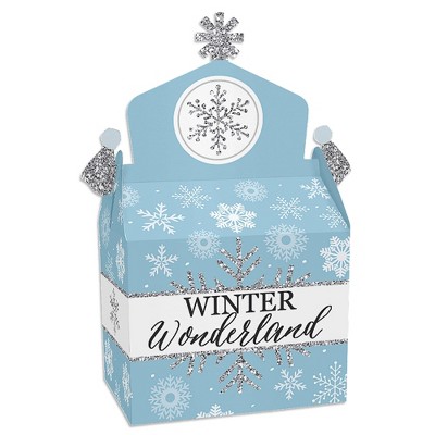 Big Dot of Happiness Winter Wonderland - Treat Box Party Favors - Snowflake Holiday Party and Winter Wedding Goodie Gable Boxes - Set of 12