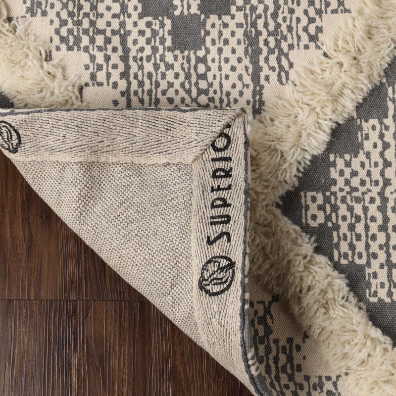 Hand-Tufted Printed Diamond Geometric Cotton-Wool Blend Indoor Area Rug by Blue Nile Mills, 3 of 8