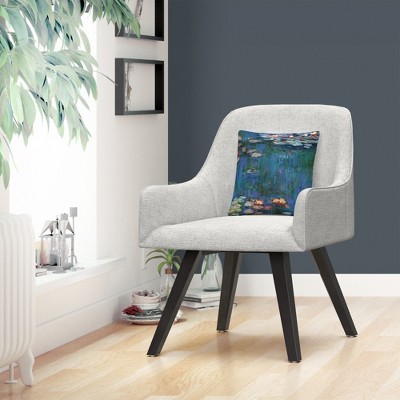 Claude Monet Waterlilies Classic Blue Microfiber Throw Pillow