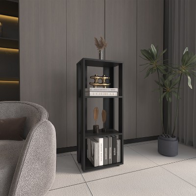 TOAOTBNBO 4-Tier Display Bookcase, Modern Bookshelves with Storage Cabinet, Floor Standing Shelf for Small Apartment, Black