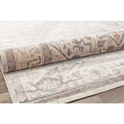 Desert Sand Beige and Slate Floral 5' x 7' Area Rug
