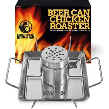 MOUNTAIN GRILLERS Beer Can Chicken Roaster Stand with Stainless Steel Holder and 4 Vegetable Spikes