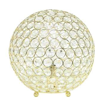 10" Elipse Medium Contemporary Metal Crystal Round Orb Table Lamp - Lalia Home