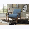 CAVINAS Mid-Century Modern Accent Chair with Solid Rubber Wood Frame and Textured Fabric Upholstery, Walnut Finish - 3 of 4
