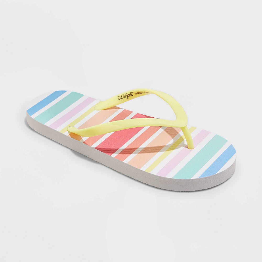 Kids' Sam Striped Slip-On Flip Flop Sandals - Cat & Jack White, M (2/3)