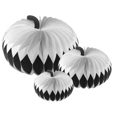 Briarwood Lane Fall Multipack S-M-L Black and White Honeycomb Paper Decor (3-pack) 9.5x9.5 Bundle Party Centerpiece Decoration