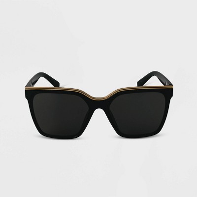 Women's Plastic Square Sunglasses - A New Day™ Black