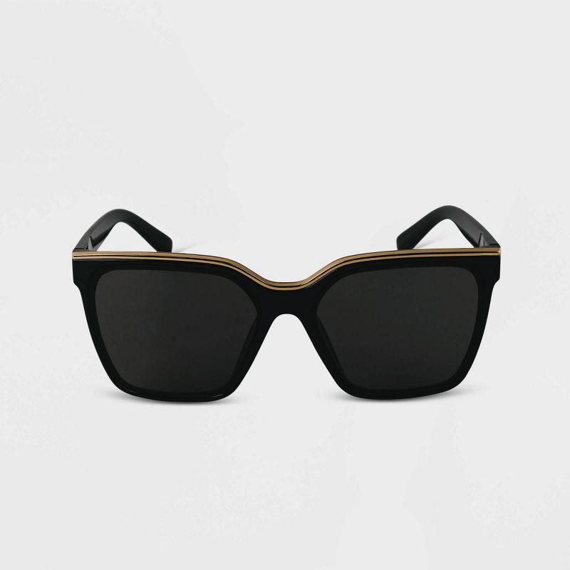 Women&#39;s Plastic Square Sunglasses - A New Day&#8482; Black, 1 of 9