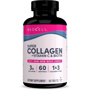 NeoCell Super Collagen + Vitamin C & Biotin for healthy hair, beautiful skin, and nail support- Dietary Supplement, 180 Tablets (Package May Vary) - 1 of 3