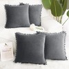 PiccoCasa Velvet Pom-Pom Solid Soft Square Cushion Throw Pillow Covers 4Pcs - 2 of 4