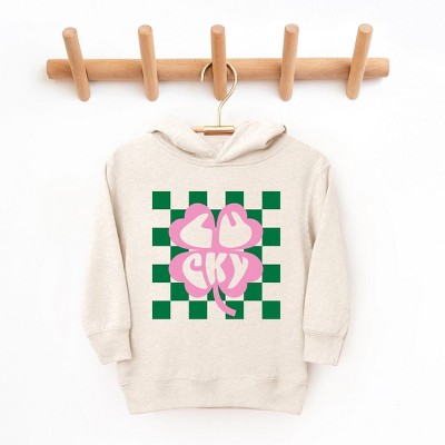 The Juniper Shop Lucky Clover Checkered Toddler Graphic Hoodie - 4T - Natural