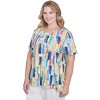 Alfred Dunner Women's Stained Glass Pleated Crew Neck Top - 3 of 4